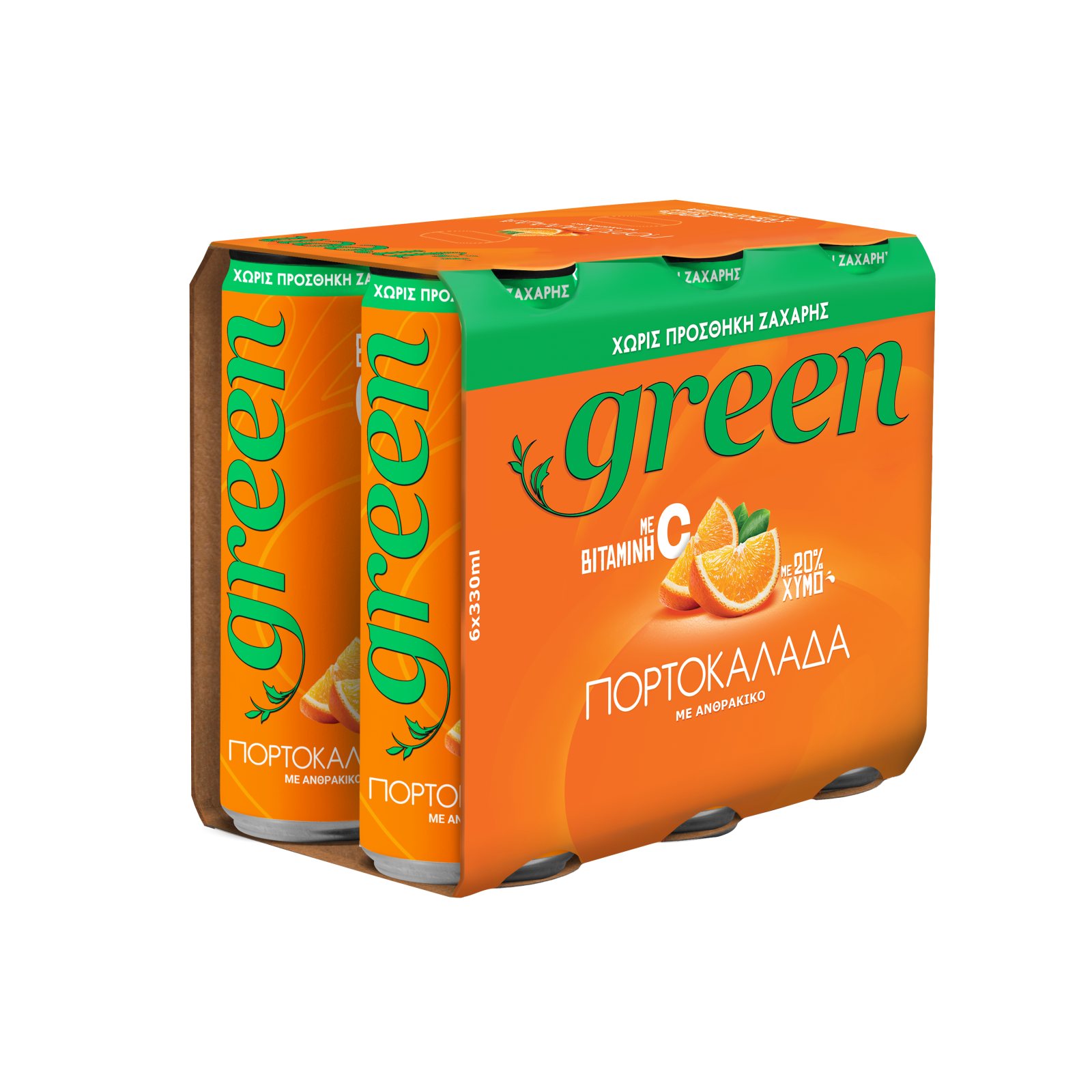 GREEN Πορτοκαλάδα με Ανθρακικό Κουτί 6x330ml