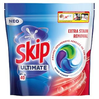 SKIP | Κάψουλες Πλυντηρίου Ρούχων Ultimate Extra Strain Removal 40 Τεμάχια
