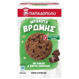 ΠΑΠΑΔΟΠΟΥΛΟΥ | Μπισκότα Βρώμης Κακάο Χωρίς Ζάχαρη 155gr
