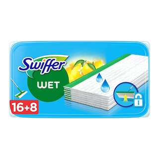 SWIFFER | Υγρά Πανάκια Πατώματος Λεμόνι 16+8 Τεμάχια Δώρο