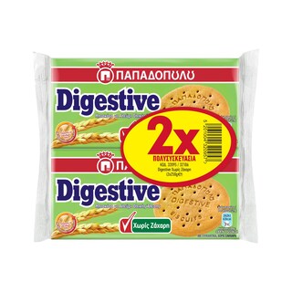 ΠΑΠΑΔΟΠΟΥΛΟΥ | Μπισκότα Digestive Χωρίς Ζάχαρη 2x250g