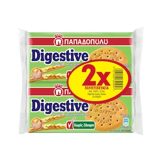 ΠΑΠΑΔΟΠΟΥΛΟΥ | Μπισκότα Digestive Χωρίς Ζάχαρη 2x250g