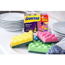 SANITAS | Σφουγγαράκια Κουζίνας Wavy Shine 4 Τεμάχια