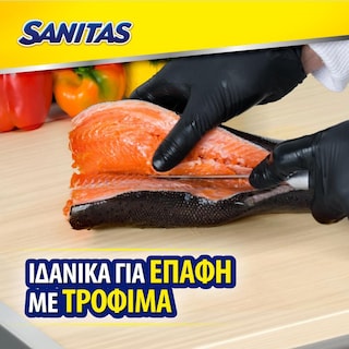 SANITAS | Γάντια Νιτριλίου Food Expert Large Μαύρα 30 Τεμάχια