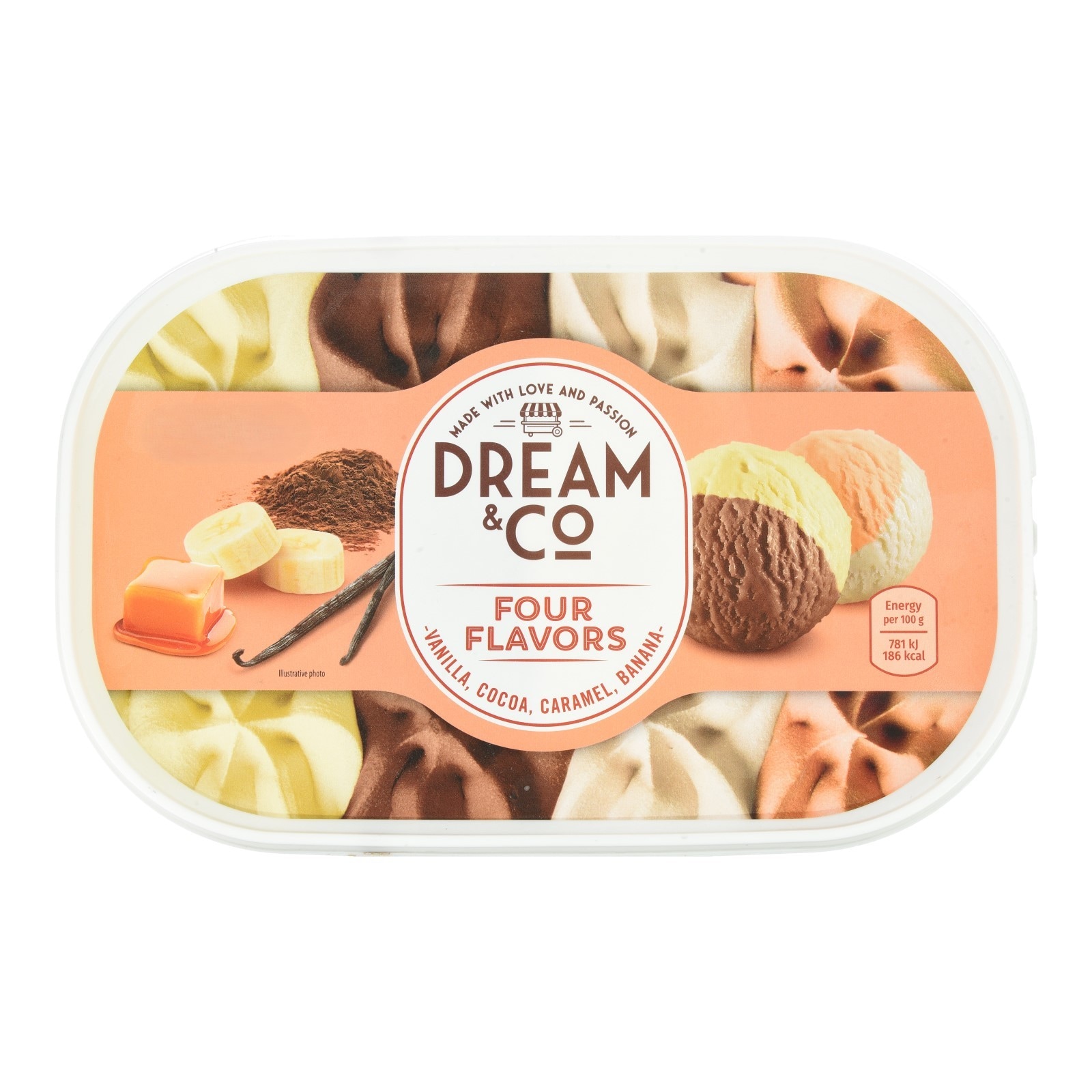 DREAM & CO Παγωτό Βανίλια Κακάο Καραμέλα Μπανάνα 1.5kg