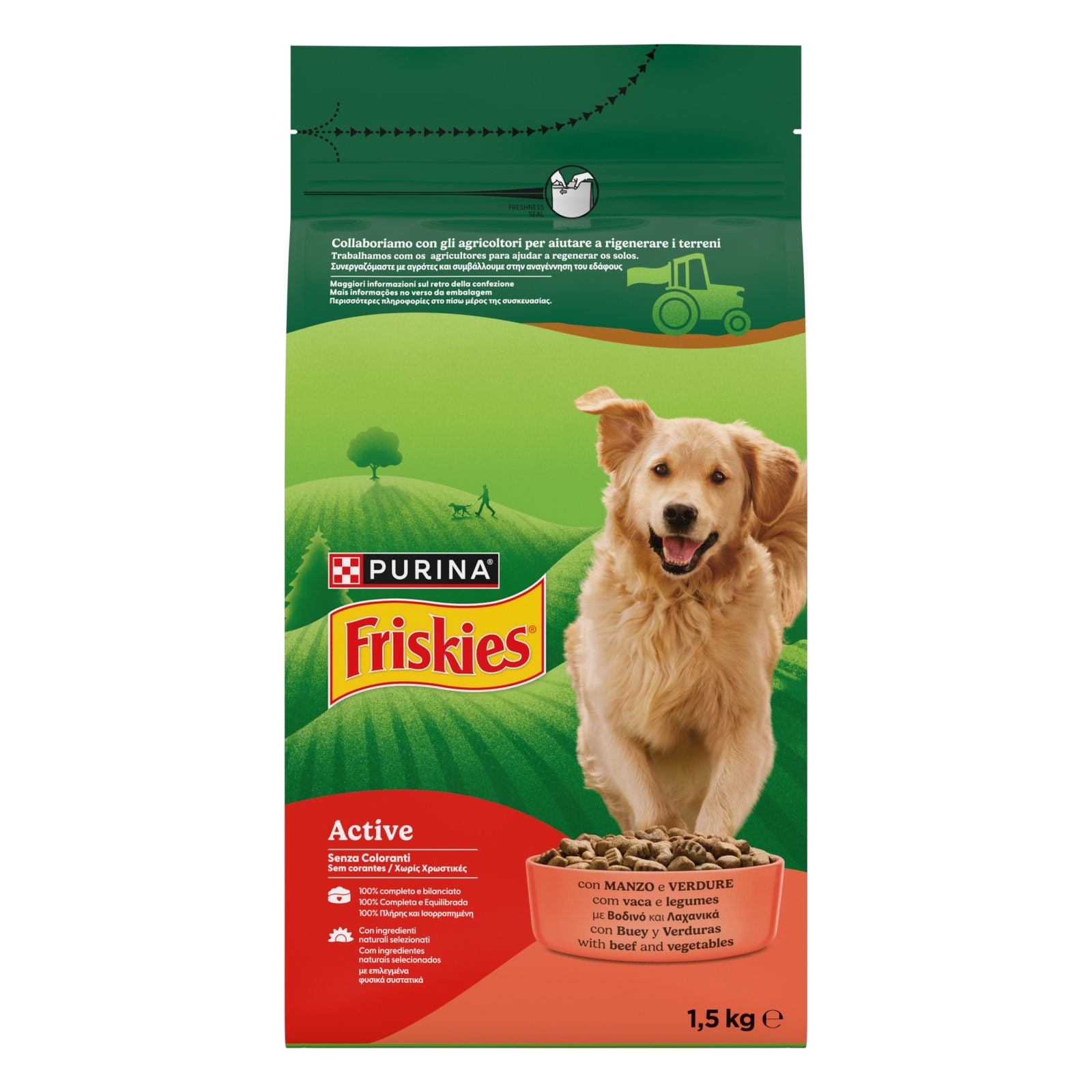 FRISKIES Ξηρά Τροφή Σκύλου Active Με Βοδινό 1.5 Kg