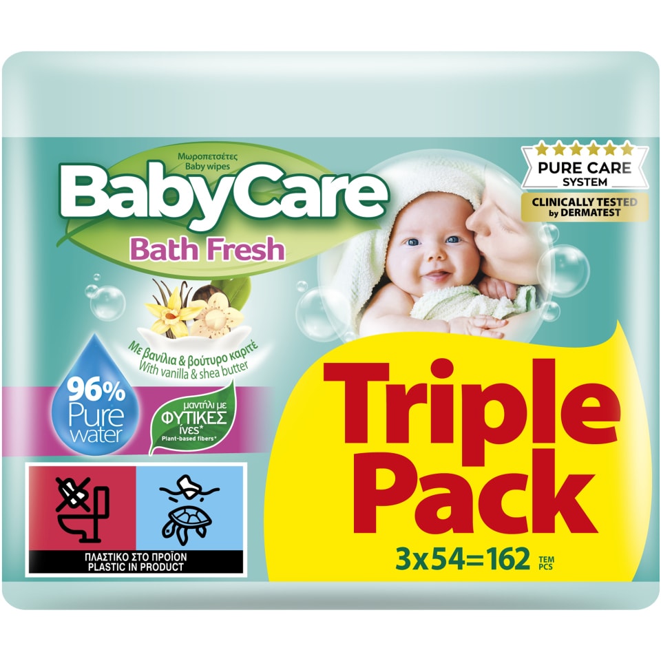 BABY CARE Μωρομάντηλα Bath Fresh 3x54 Τεμάχια