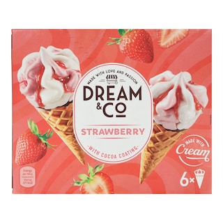 DREAM & CO | Παγωτό Χωνάκι Φράουλα 6x65g