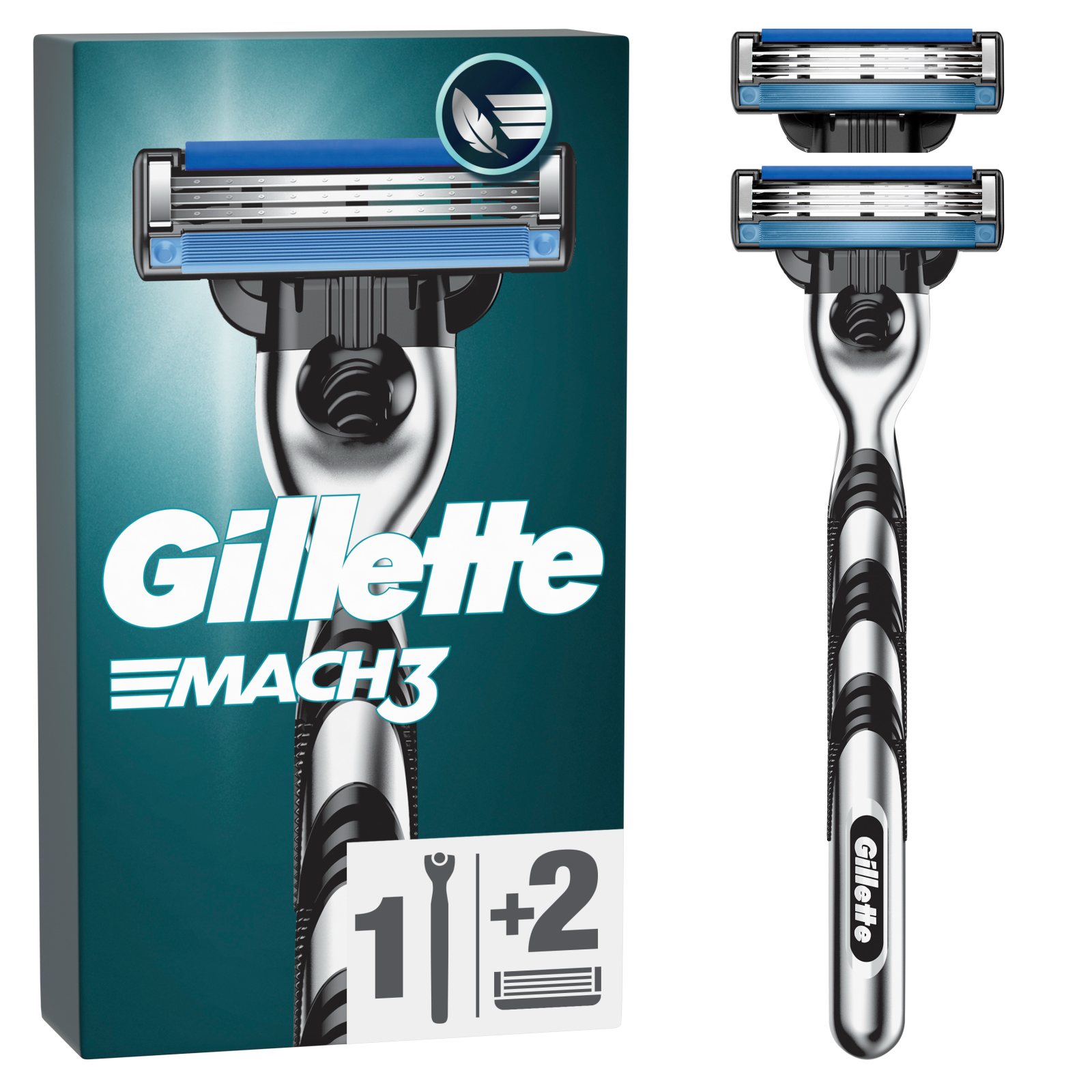 GILLETTE Ξυριστική Μηχανή Mach3 + 2 Ανταλλακτικά 1 Τεμάχιο