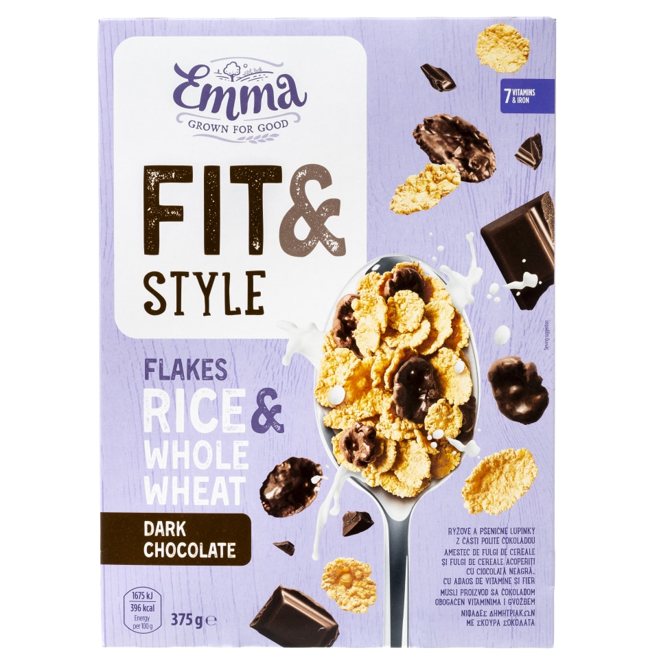 EMMA Δημητριακά Fit & Style Μαύρη Σοκολάτα 375g