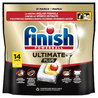 FINISH | Κάψουλες Πλυντηρίου Πιάτων Ultimate Plus Allin1 Λεμόνι 14 Τεμάχια