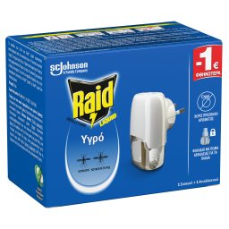RAID | Αντικουνουπικό Υγρό 30 Νύχτες Συσκευή + Ανταλλακτικό 21ml Έκπτωση 1Ε