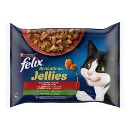 FELIX | Γατοτροφή Sensations Jellies Βοδινό & Κοτόπουλο 4x85g