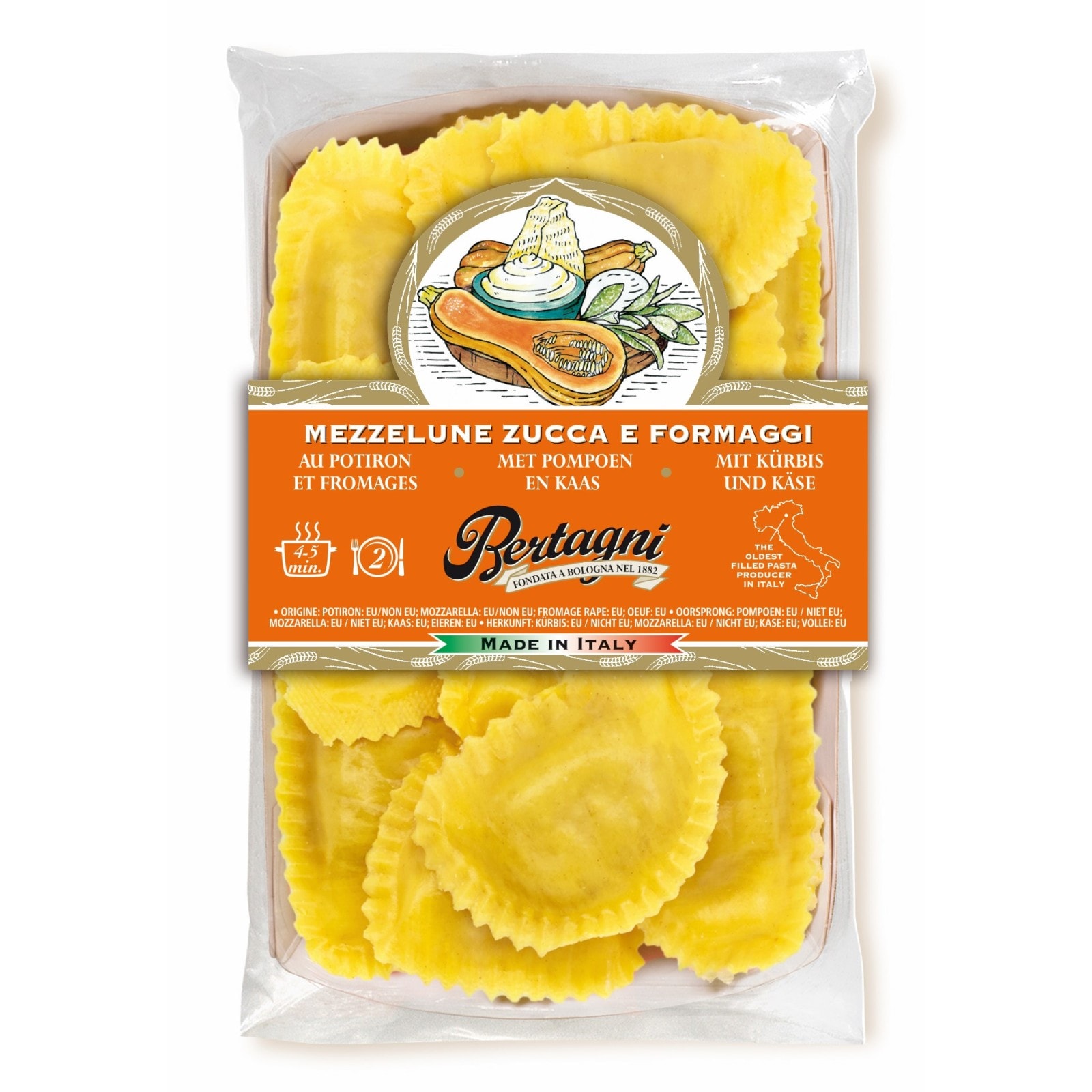 BERTAGNI Φρέσκα Ζυμαρικά Γέμιση Κολοκύθα και Τυρί 250g
