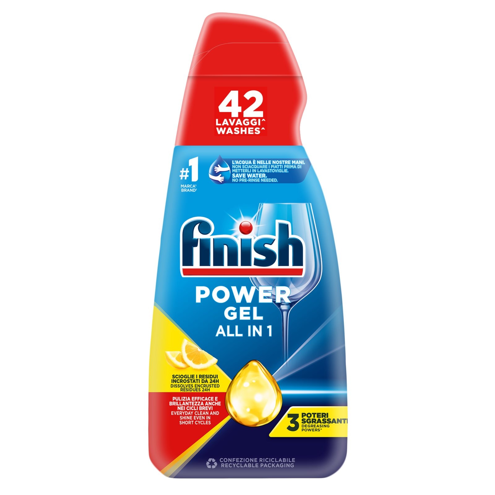 FINISH Απορρυπαντικό Πλυντηρίου Πιάτων Power Gel Λεμόνι 940ml