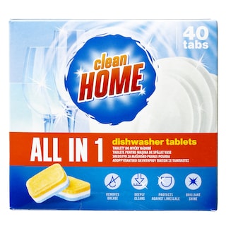 CLEAN HOME | Κάψουλες Πλυντηρίου Πιάτων Allin1 40 Tεμάχια