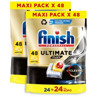 FINISH | Κάψουλες Πλυντηρίου Πιάτων Ultimate Plus Allin1 Λεμόνι 2x48 Τεμάχια