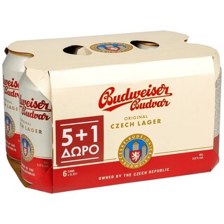 BUDWEISER | Μπύρα Budweiser Budvar Κουτί 330ml 5+1 Δώρο