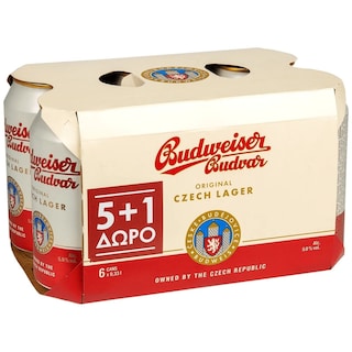 BUDWEISER | Μπύρα Budweiser Budvar Κουτί 330ml 5+1 Δώρο