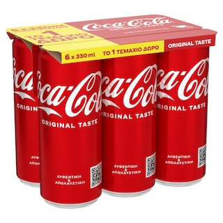 COCA COLA | Αναψυκτικό Cola Κουτί 6x330ml 5+1 Δώρο