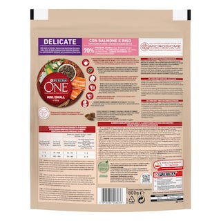 PURINA ONE | Σκυλοτροφή Delicate Mini Σολομός και Ρύζι 800g