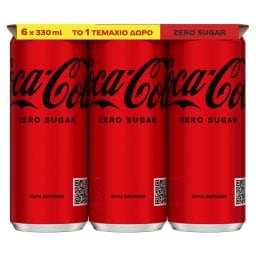 COCA COLA | Αναψυκτικό Cola Zero Κουτί 6x330ml 5+1 Δώρο