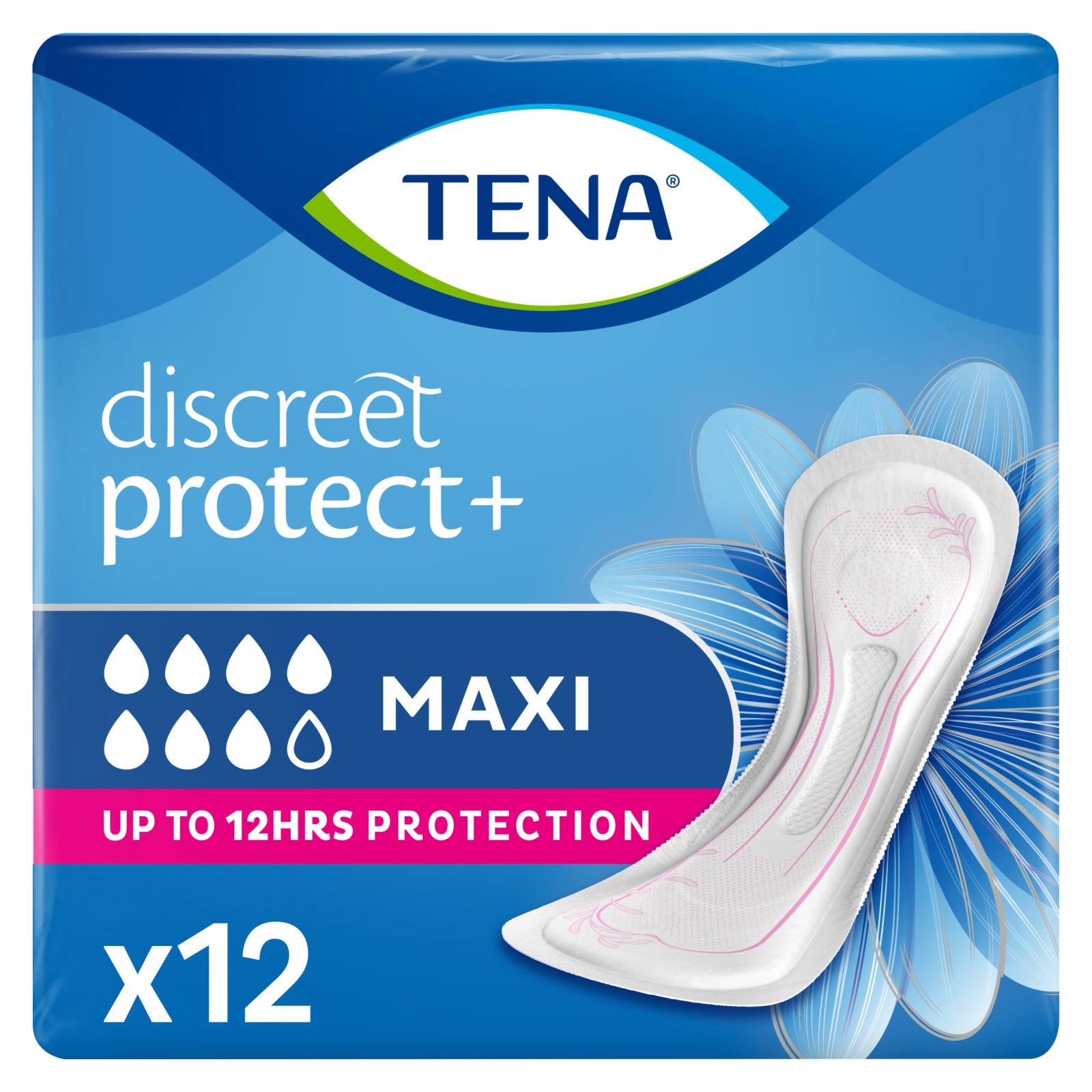 TENA Σερβιέτες Μέτριας Ακράτειας Discreet Maxi 12 Τεμάχια