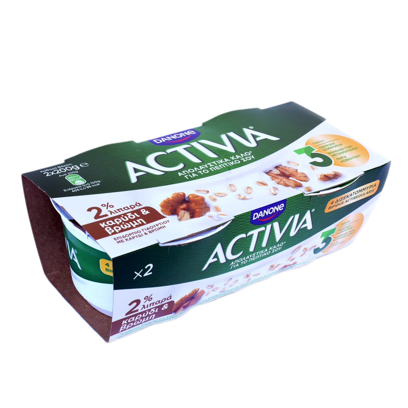 ACTIVIA Επιδόρπιο Γιαουρτιού Καρύδι Βρώμη 2x200g