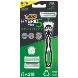 BIC | Ξυριστική Μηχανή Hybrid Flex 5 Sensitive + 2 Ανταλλακτικά 1 Τεμάχιο