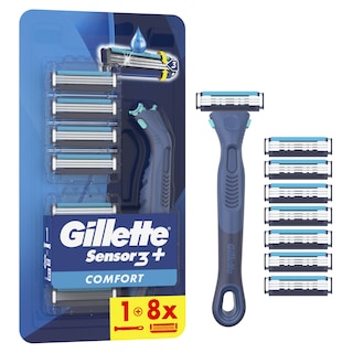 GILLETTE | Ξυραφάκια Sensor 3 Plus Comfort Λαβή + 8 Κεφαλές 1 Τεμάχιο