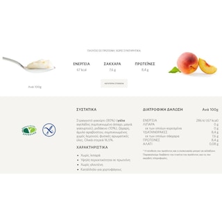 FRUYO | Επιδόρπιο Στραγγιστού Γιαουρτιού 0% Ροδάκινο 2x150g