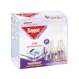BAYGON | Αντικουνουπικό Λεβάντα Υγρό Ανταλλακτικό 90 Νύχτες 2x27ml 2 Τεμάχια