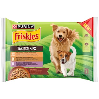 FRISKIES | Σκυλοτροφή Strips Κοτόπουλο Γαλοπούλα Πάπια 4x85g
