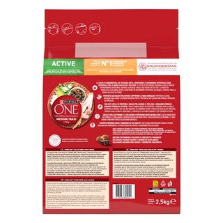 PURINA ONE | Σκυλοτροφή Medium Maxi Active Κοτόπουλο Ρύζι 2.5kg