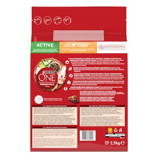 PURINA ONE | Σκυλοτροφή Medium Maxi Active Κοτόπουλο Ρύζι 2.5kg