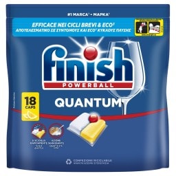 FINISH | Κάψουλες Πλυντηρίου Πιάτων Quantum All in 1 Λεμόνι 18 Tεμάχια