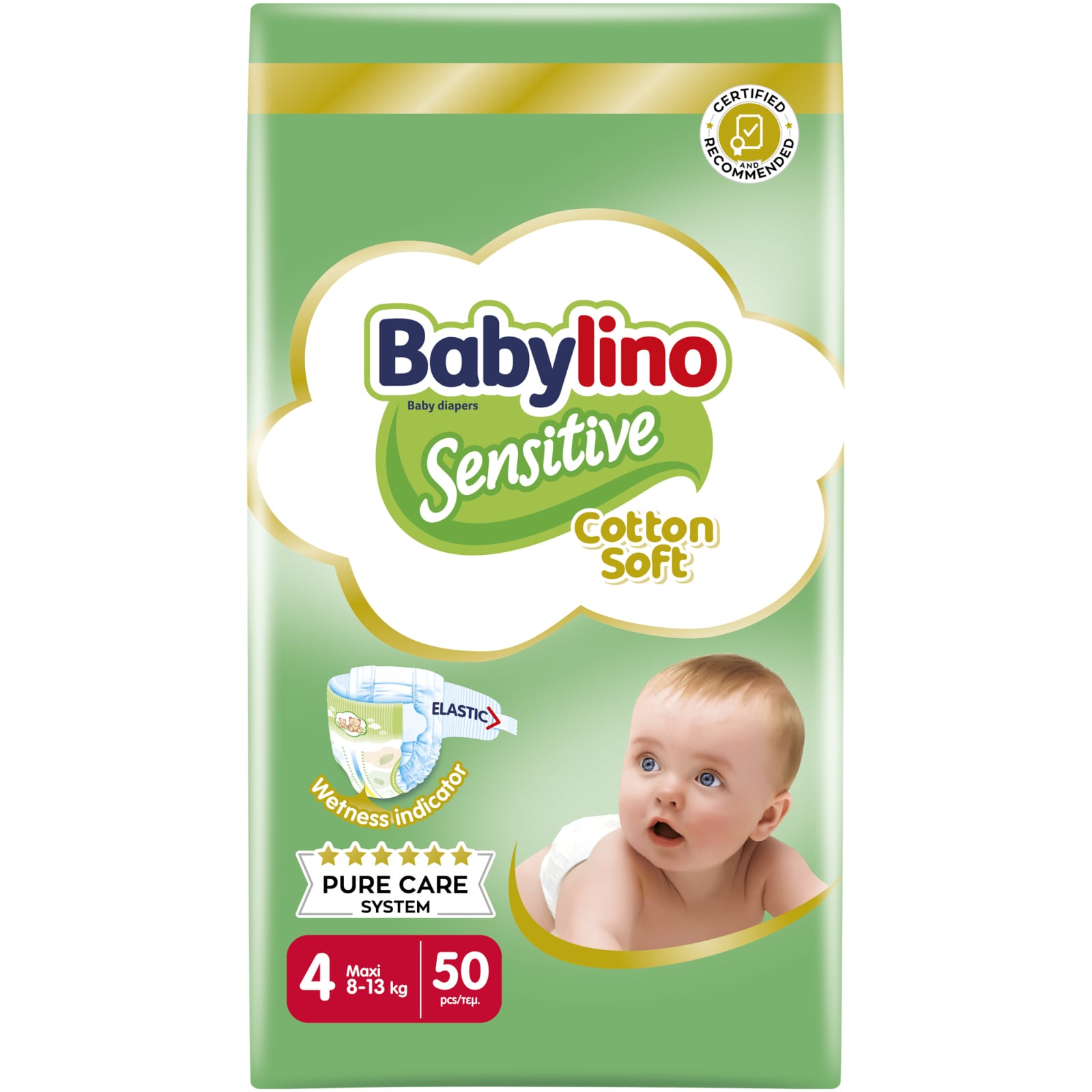 BABYLINO Πάνες Sensitive Cotton Soft Νο4 50 Τεμάχια