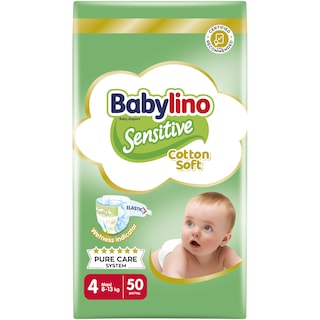 BABYLINO | Πάνες Sensitive Cotton Soft Νο4 50 Τεμάχια