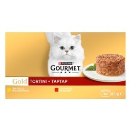 GOURMET | Γατοτροφή Gold Tartar Βοδινό Κοτόπουλο 4X85 gr