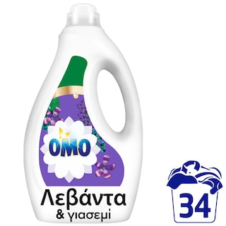 OMO | Yγρό Πλυντηρίου Ρούχων Λεβάντα & Γιασεμί 34 Μεζούρες