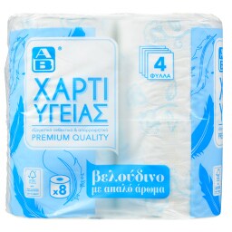 ΑΒ | Χαρτί Υγείας Απαλό Άρωμα 4 Φύλλα 8 Ρολά 984g