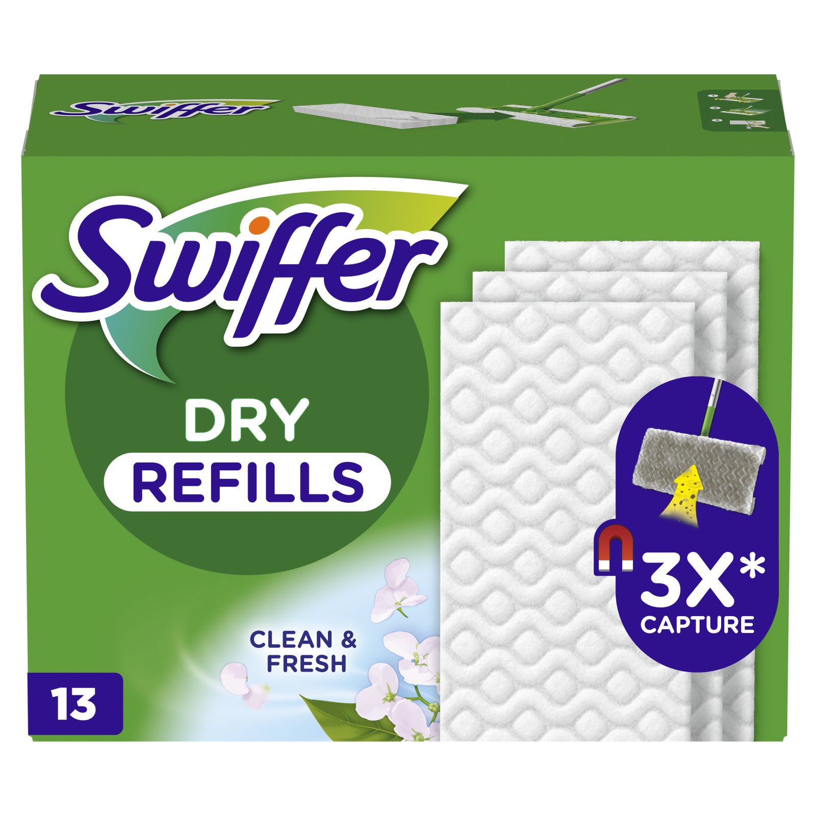 SWIFFER Στεγνά Πανάκια Clean & Fresh Ανταλλακτικά 13 Τεμάχια