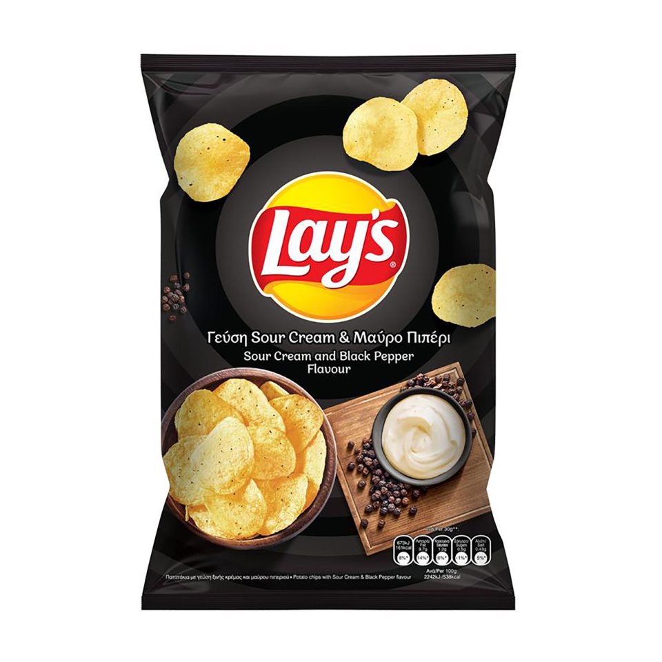 LAYS Τσιπς Sour Cream και Μαύρο Πιπέρι 130g