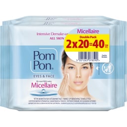 POM PON | Υγρά Μαντήλια Ντεμακιγιάζ Micellaire 2x20 Tεμάχια