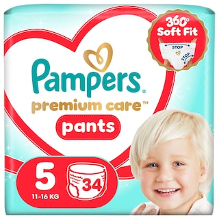 PAMPERS | Πάνες βρακάκι Μωρού Premium Pants Νο5 12-17kg 34 Τεμάχια