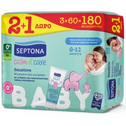 SEPTONA | Μωρομάντηλα Calm N Care Sensitive 60 Τεμάχια 2+1 Δώρο