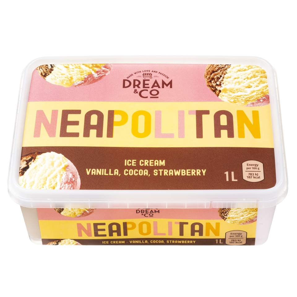 DREAM & CO Παγωτό Βανίλια Κακάο Φράουλα 480g