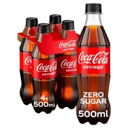 COCA COLA | ZERO | Αναψυκτικό Cola Zero Φιάλη 4x500ml