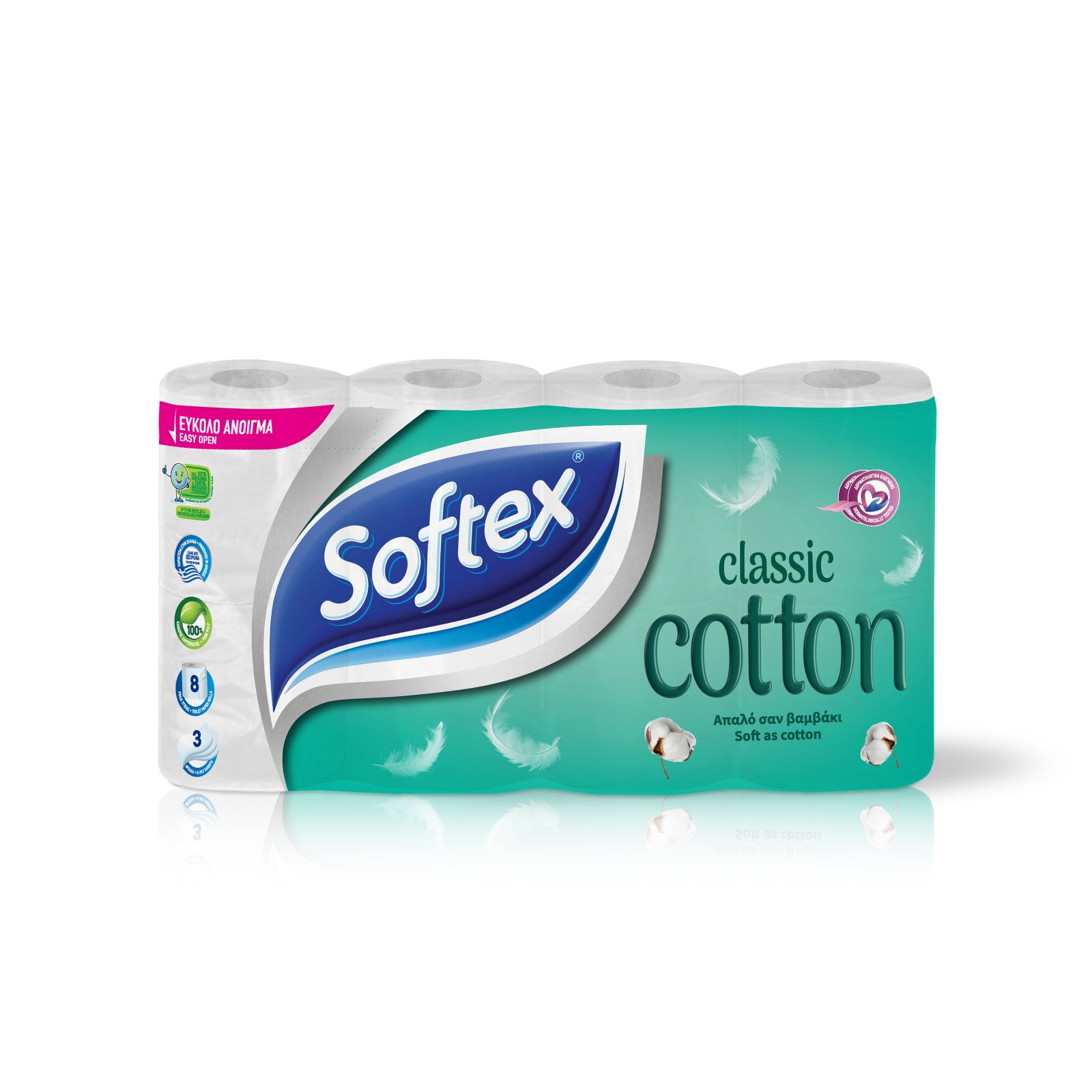 Χαρτί Υγείας Cotton Classic 3 Φύλλα 8 Ρολά 624g