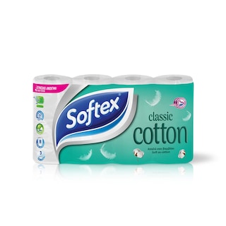 SOFTEX | Χαρτί Υγείας Cotton Classic 3 Φύλλα 8 Ρολά 624g